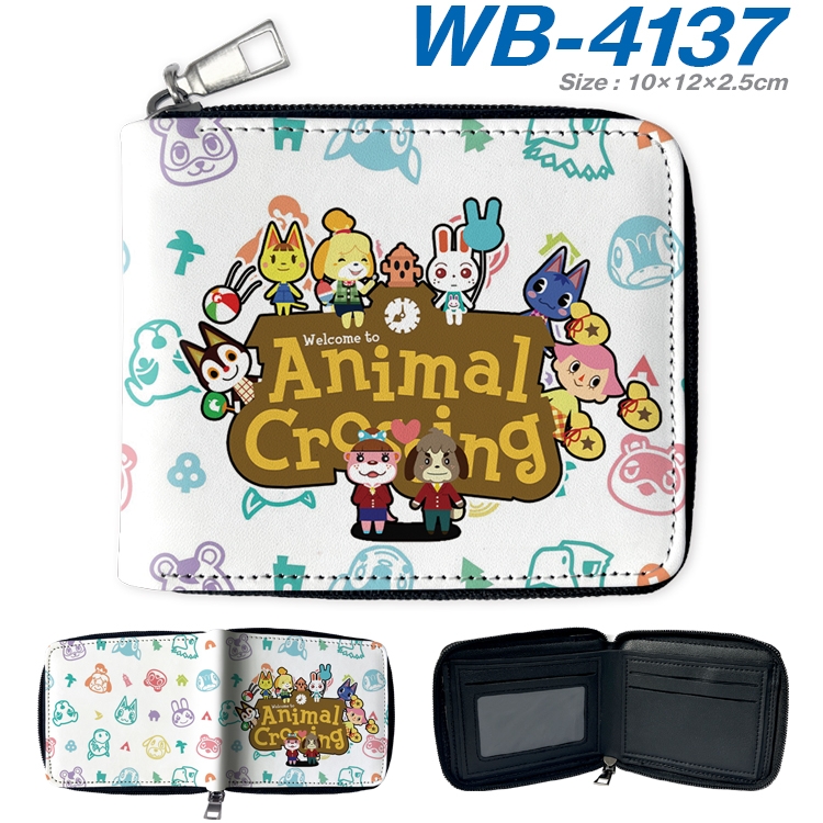 Animal Crossing Anime full-color short full zip two fold wallet 10x12x2.5cm WB-4137