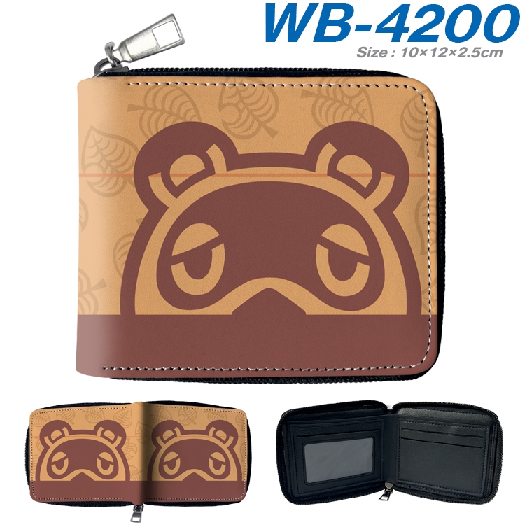 Animal Crossing Anime full-color short full zip two fold wallet 10x12x2.5cm WB-4200A