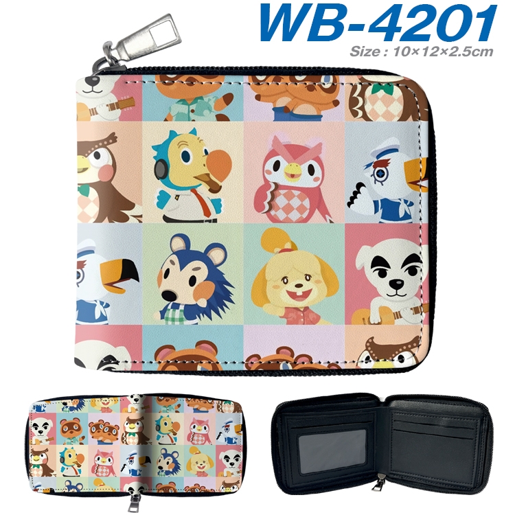 Animal Crossing Anime full-color short full zip two fold wallet 10x12x2.5cm WB-4201A