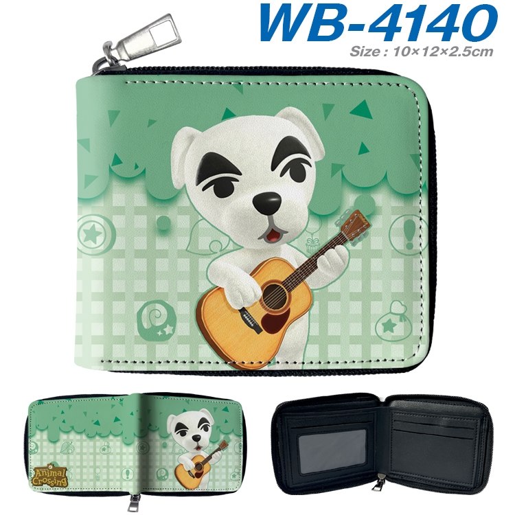 Animal Crossing Anime full-color short full zip two fold wallet 10x12x2.5cm WB-4140