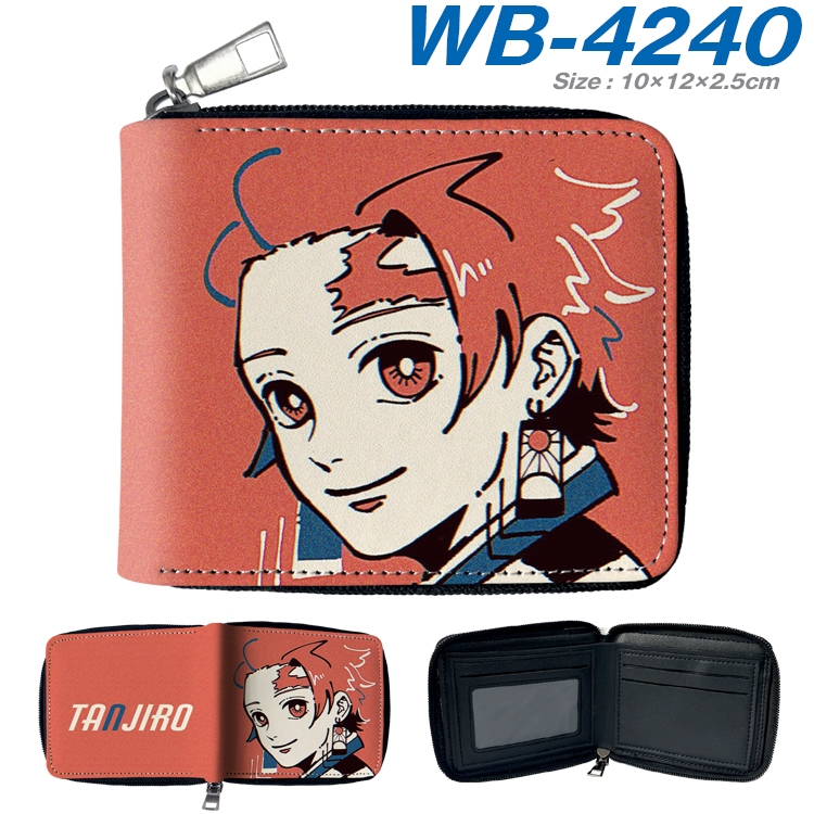 Demon Slayer Kimets Anime full-color short full zip two fold wallet 10x12x2.5cm WB-4240A