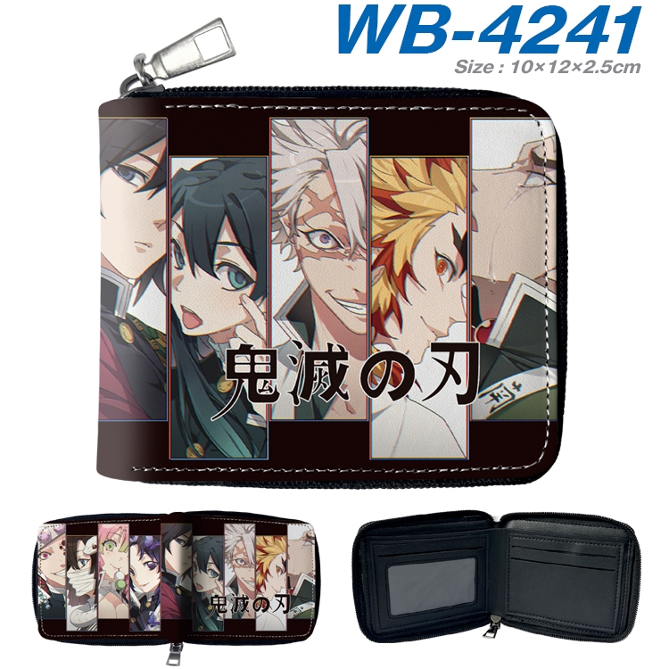 Demon Slayer Kimets Anime full-color short full zip two fold wallet 10x12x2.5cm WB-4241A