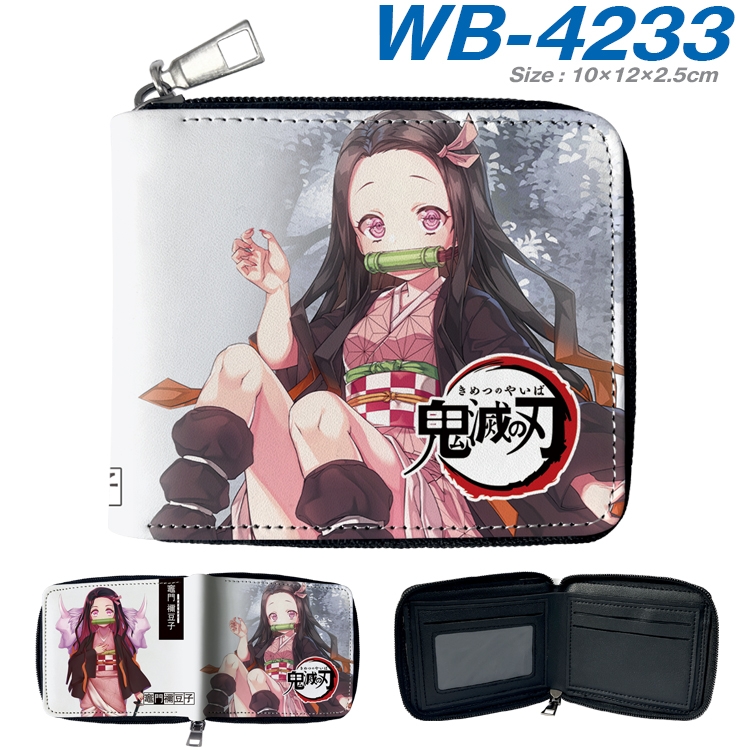 Demon Slayer Kimets Anime full-color short full zip two fold wallet 10x12x2.5cm WB-4233A