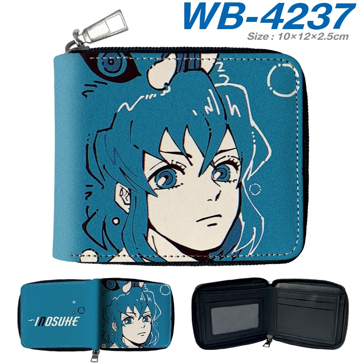 Demon Slayer Kimets Anime full-color short full zip two fold wallet 10x12x2.5cm WB-4237A