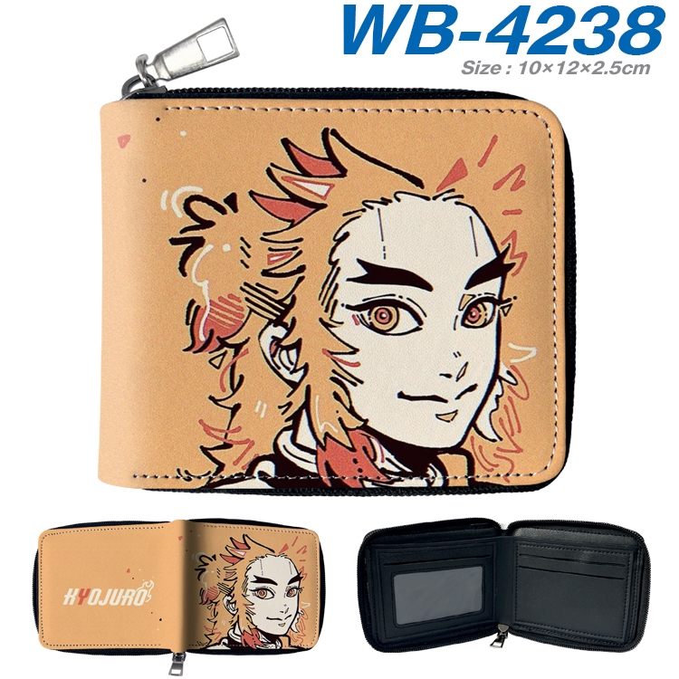 Demon Slayer Kimets Anime full-color short full zip two fold wallet 10x12x2.5cm WB-4238A