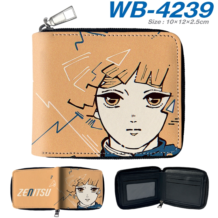 Demon Slayer Kimets Anime full-color short full zip two fold wallet 10x12x2.5cm WB-4239A