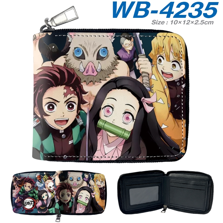 Demon Slayer Kimets Anime full-color short full zip two fold wallet 10x12x2.5cm WB-4235A