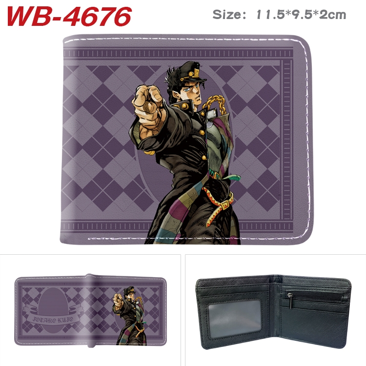 JoJos Bizarre Adventure Animation color PU leather half fold wallet 11.5X9X2CM WB-4676A