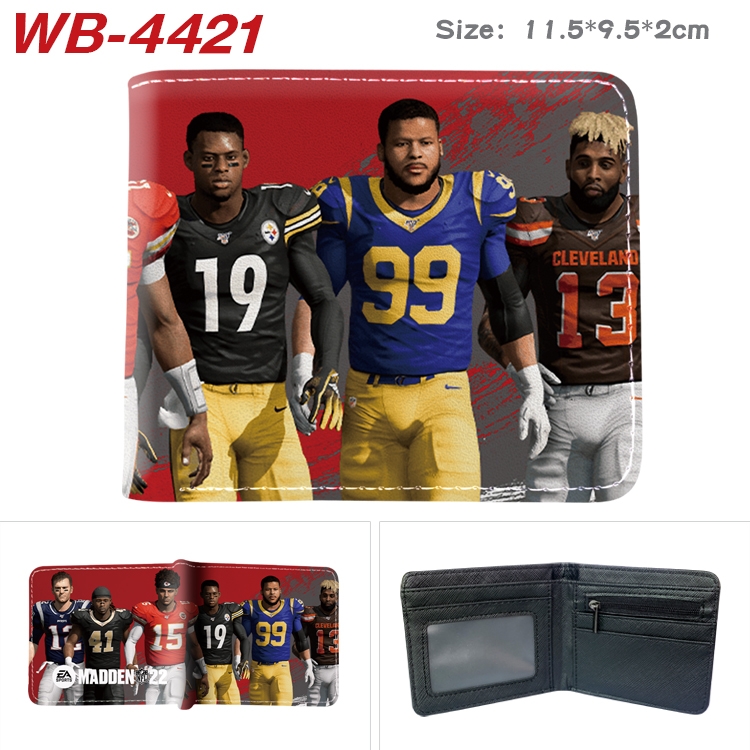 MADDEN NFL Animation color PU leather half fold wallet 11.5X9X2CM WB-4421A