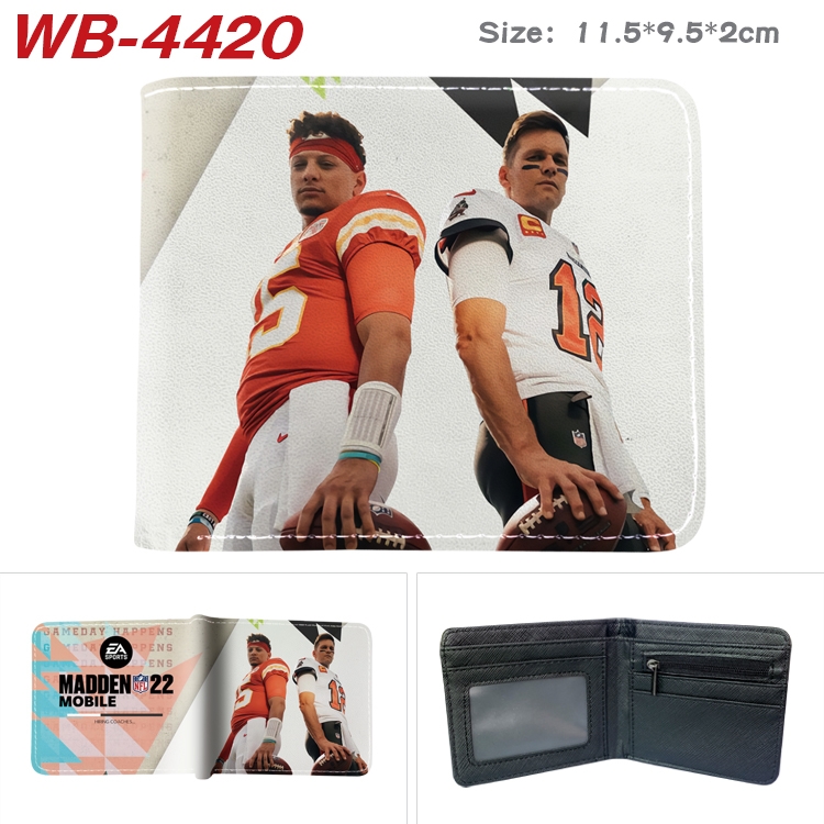 MADDEN NFL Animation color PU leather half fold wallet 11.5X9X2CM WB-4420A