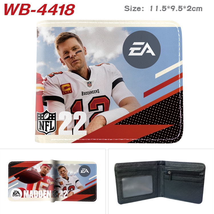 MADDEN NFL Animation color PU leather half fold wallet 11.5X9X2CM WB-4418A