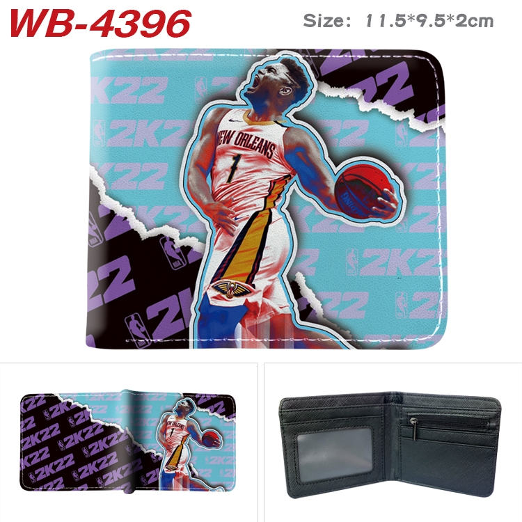 NBA2K22 Animation color PU leather half fold wallet 11.5X9X2CM WB-4396A