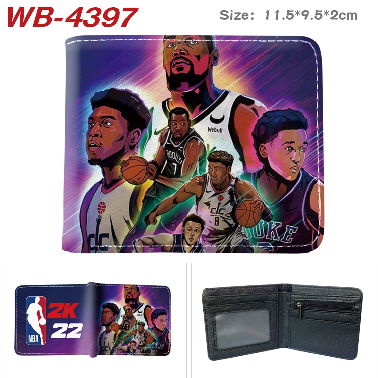 NBA2K22 Animation color PU leather half fold wallet 11.5X9X2CM WB-4397A