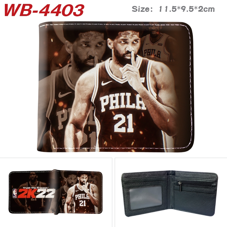 NBA2K22 Animation color PU leather half fold wallet 11.5X9X2CM WB-4403A