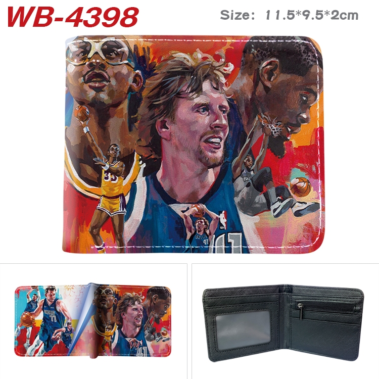 NBA2K22 Animation color PU leather half fold wallet 11.5X9X2CM WB-4398A