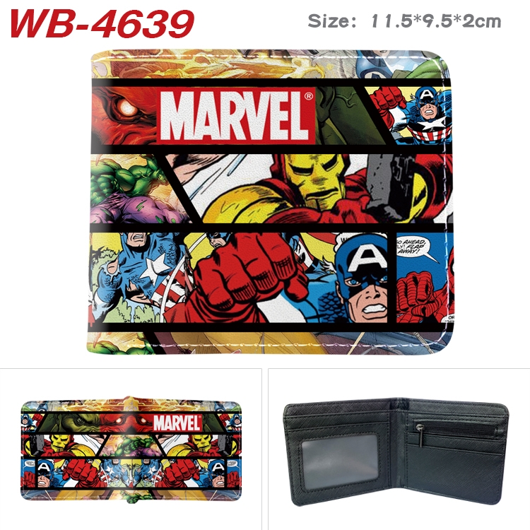 Superhero Movie Animation color PU leather half fold wallet 11.5X9X2CM WB-4639A