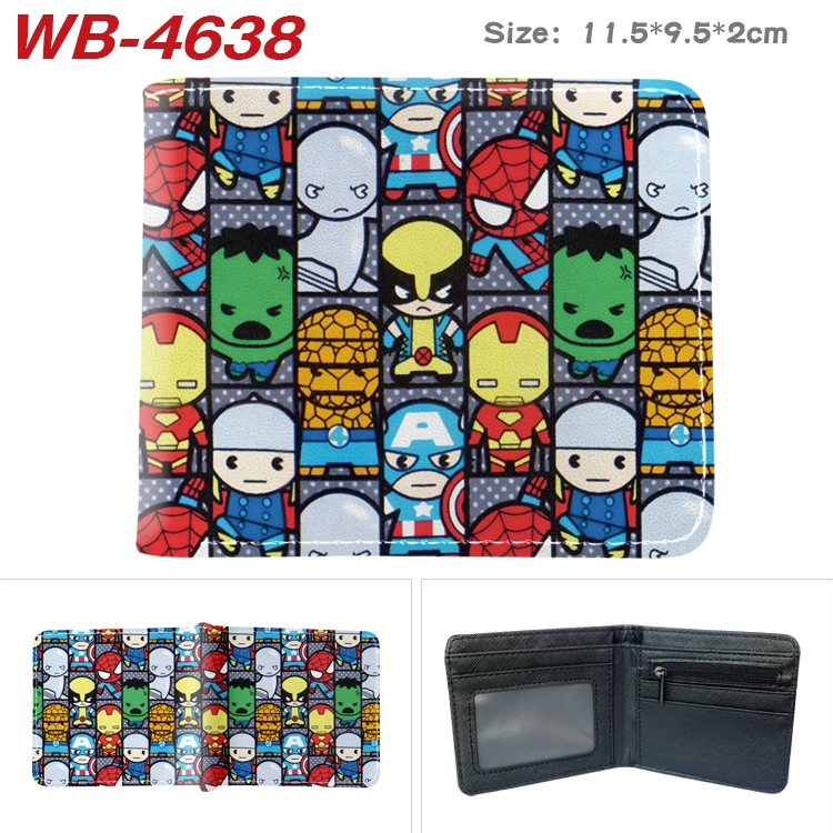 Superhero Movie Animation color PU leather half fold wallet 11.5X9X2CM WB-4638A