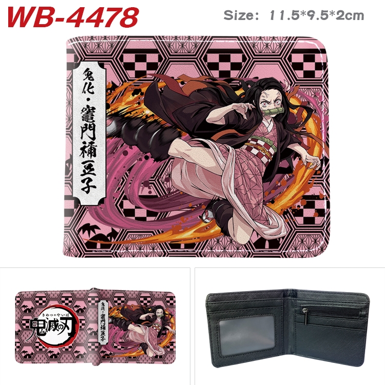 Demon Slayer Kimets Animation color PU leather half fold wallet 11.5X9X2CM