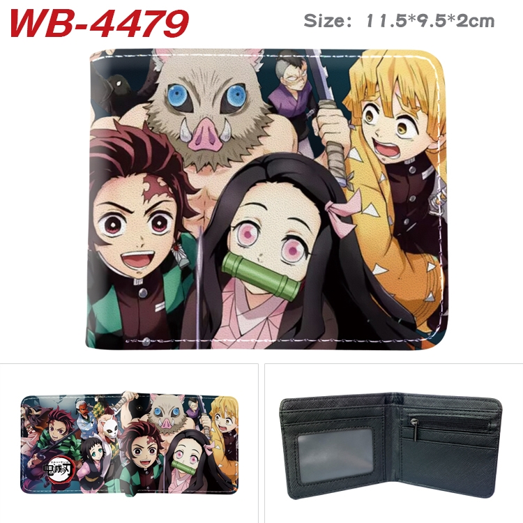 Demon Slayer Kimets Animation color PU leather half fold wallet 11.5X9X2CM  WB-4479A