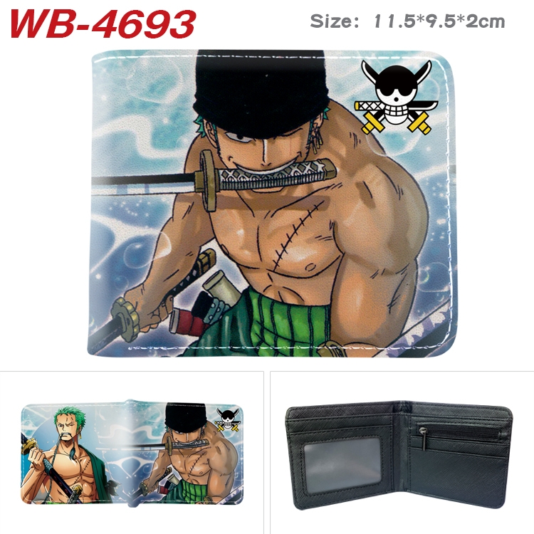 One Piece Animation color PU leather half fold wallet 11.5X9X2CM WB-4693A