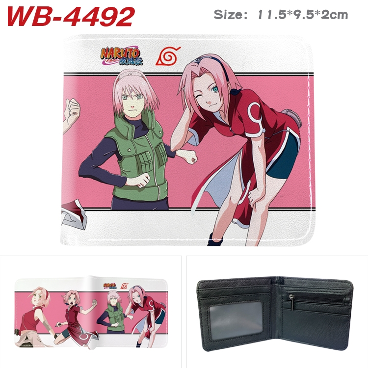 Naruto Animation color PU leather half fold wallet 11.5X9X2CM WB-4492A