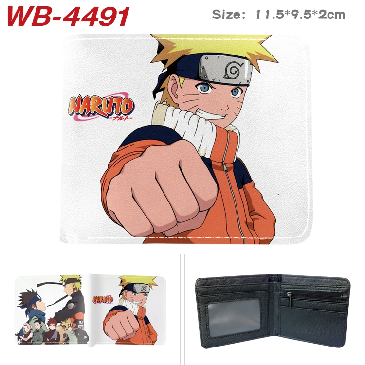 Naruto Animation color PU leather half fold wallet 11.5X9X2CM WB-4491A