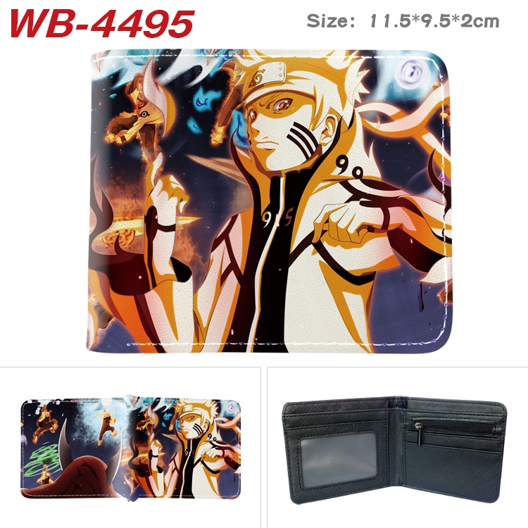 Naruto Animation color PU leather half fold wallet 11.5X9X2CM WB-4495A