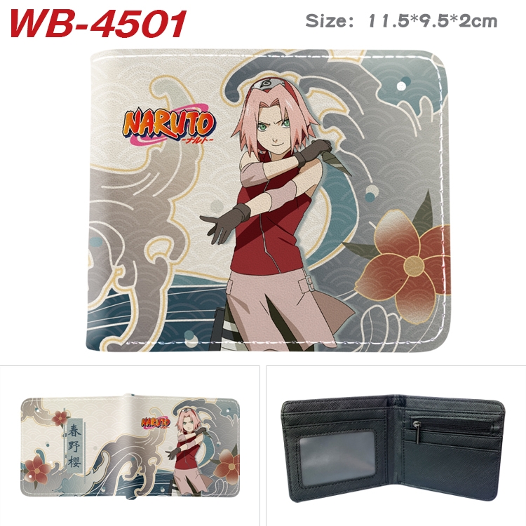 Naruto Animation color PU leather half fold wallet 11.5X9X2CM WB-4501A