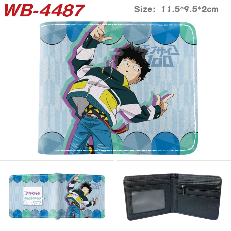 Mob Psycho 100 Animation color PU leather half fold wallet 11.5X9X2CM WB-4487A