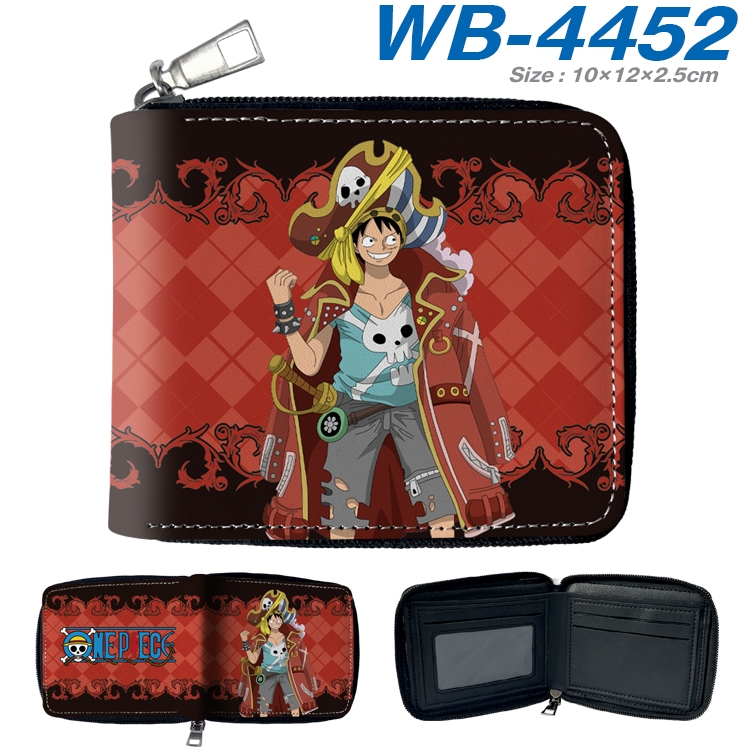 One Piece Anime full-color short full zip two fold wallet 10x12x2.5cm  WB-4452A