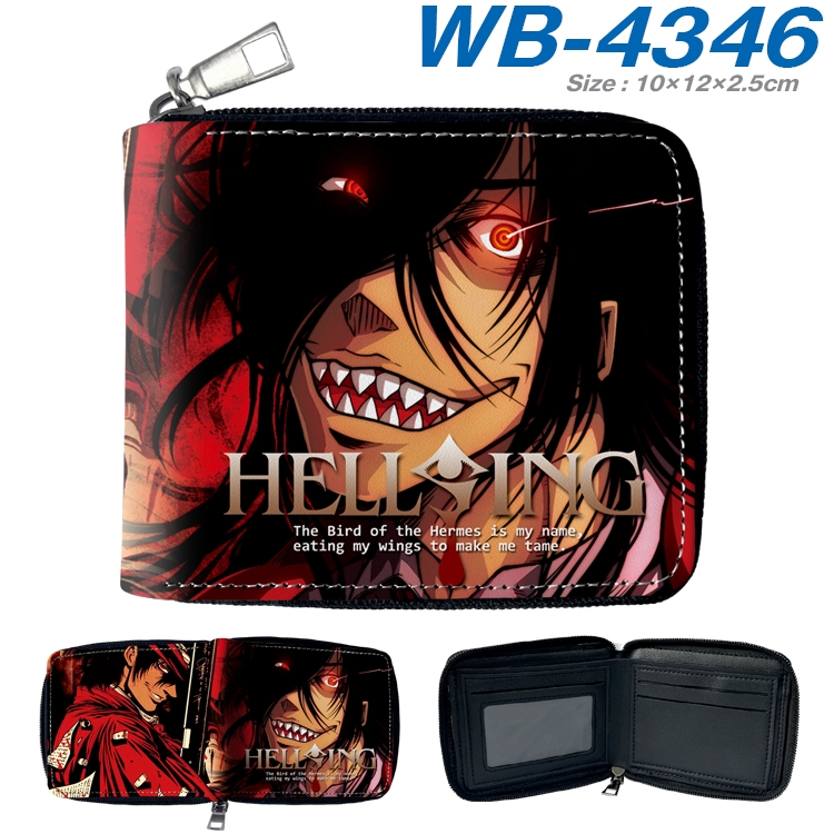 Hellsing Anime full-color short full zip two fold wallet 10x12x2.5cm WB-4346A