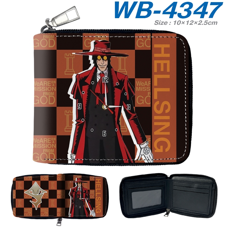 Hellsing Anime full-color short full zip two fold wallet 10x12x2.5cm WB-4347A