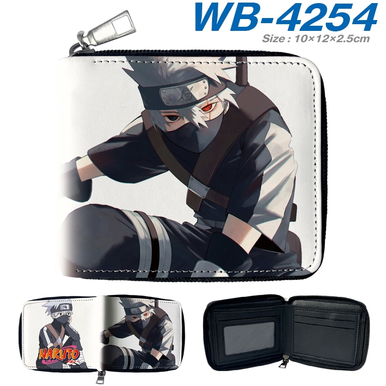 Naruto Anime full-color short full zip two fold wallet 10x12x2.5cm WB-4254A