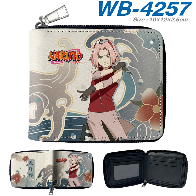 Naruto Anime full-color short full zip two fold wallet 10x12x2.5cm WB-4257A