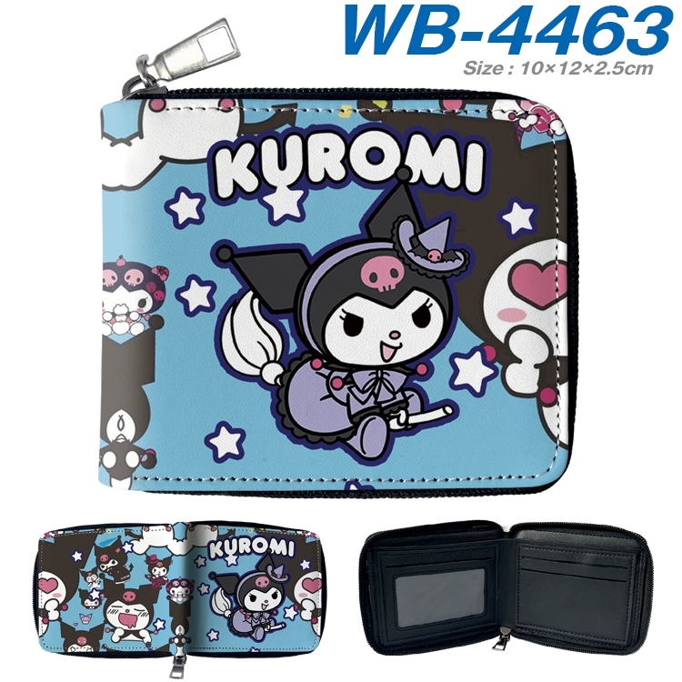 Kuromi Cartoon full color short full zip two fold wallet 10x12x2.5cm WB-4463A