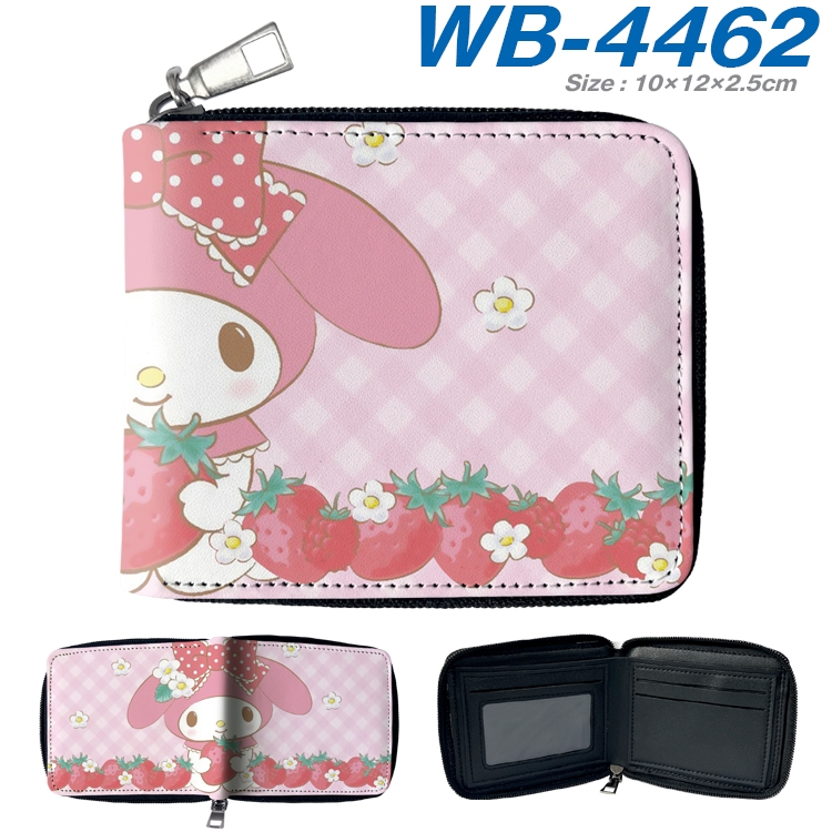 Kuromi Cartoon full color short full zip two fold wallet 10x12x2.5cm WB-4462A