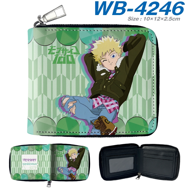 Mob Psycho 100 Anime full-color short full zip two fold wallet 10x12x2.5cm WB-4246A