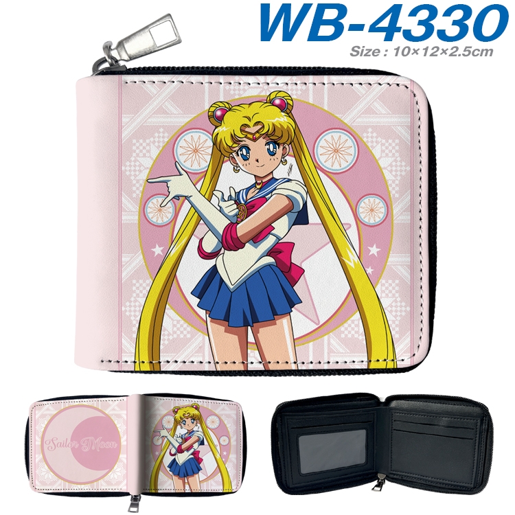sailormoon Anime full-color short full zip two fold wallet 10x12x2.5cm WB-4330A