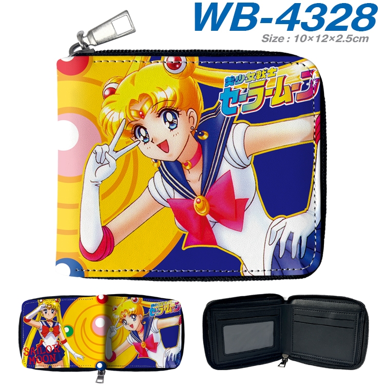 sailormoon Anime full-color short full zip two fold wallet 10x12x2.5cm WB-4328A