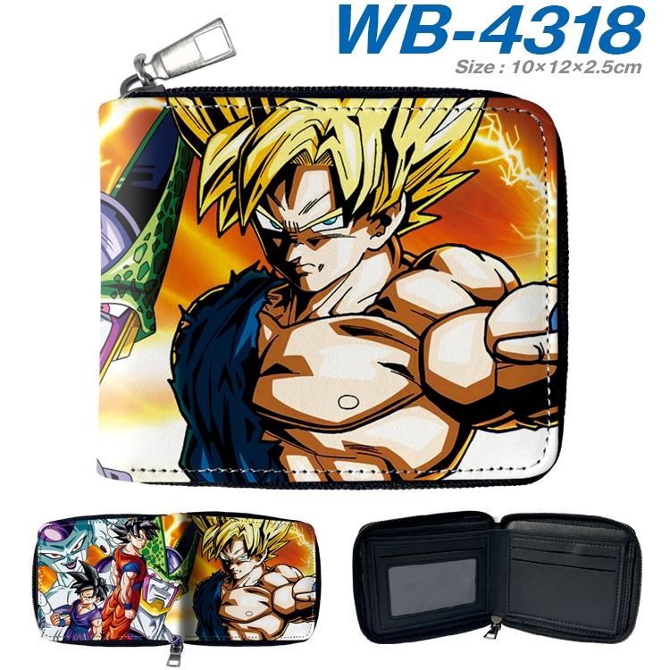 DRAGON BALL Anime full-color short full zip two fold wallet 10x12x2.5cm WB-4318A