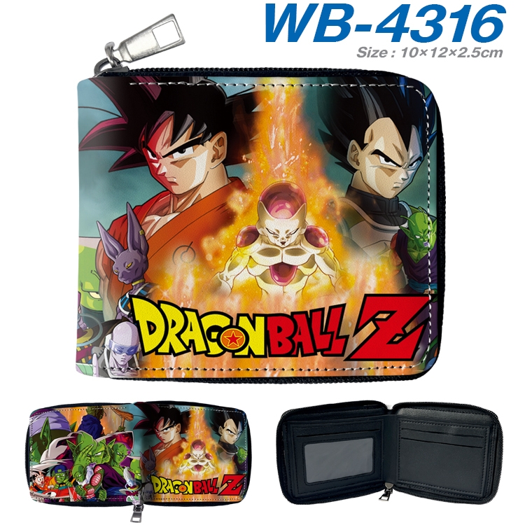 DRAGON BALL Anime full-color short full zip two fold wallet 10x12x2.5cm WB-4316A