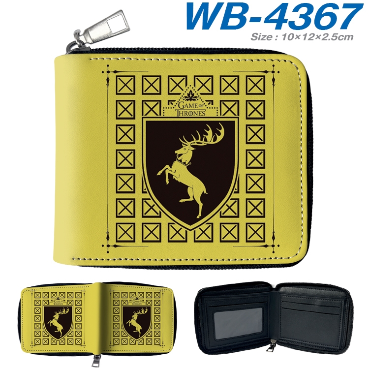 Game of Thrones Anime full-color short full zip two fold wallet 10x12x2.5cm WB-4367A