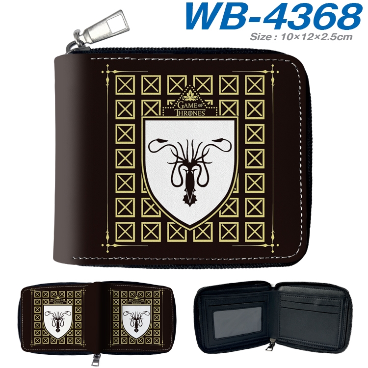 Game of Thrones Anime full-color short full zip two fold wallet 10x12x2.5cm WB-4368A