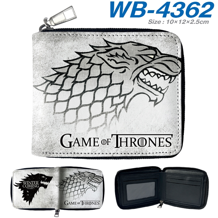 Game of Thrones Anime full-color short full zip two fold wallet 10x12x2.5cm WB-4362A