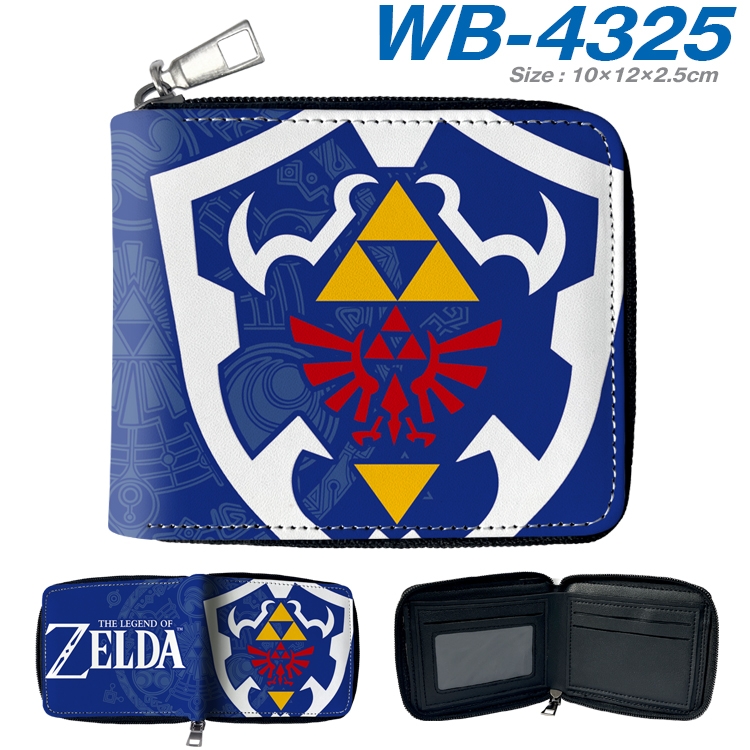 The Legend of Zelda Anime full-color short full zip two fold wallet 10x12x2.5cm WB-4325A