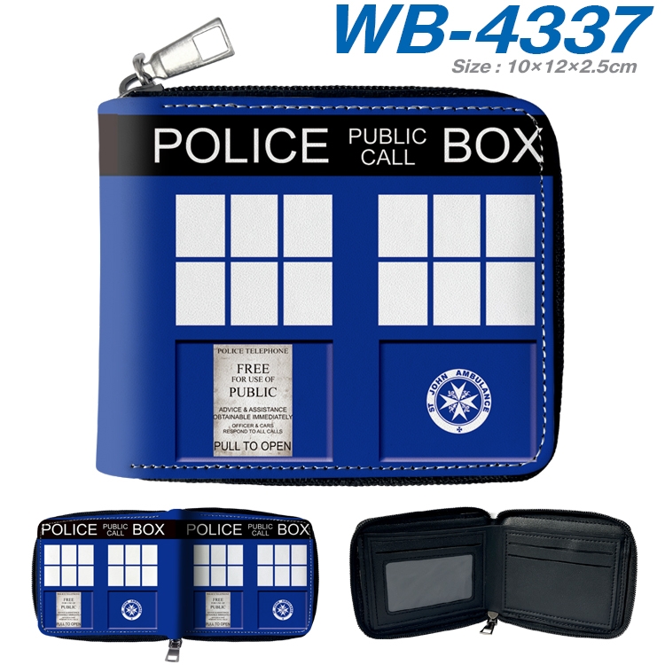 Doctor Who Anime full-color short full zip two fold wallet 10x12x2.5cm WB-4337A