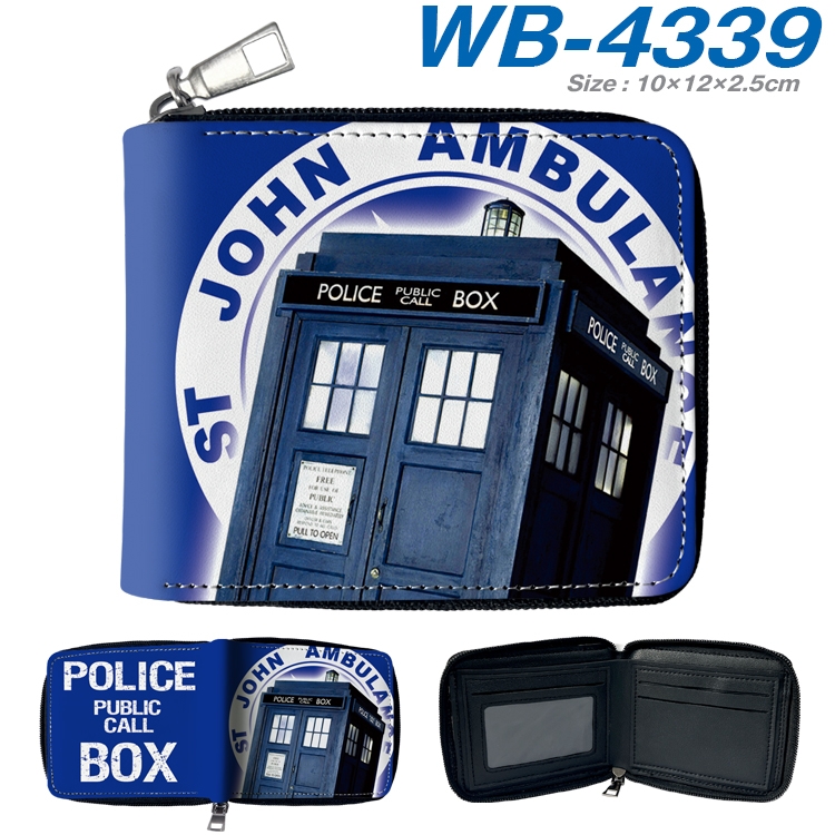 Doctor Who Anime full-color short full zip two fold wallet 10x12x2.5cm  WB-4339A