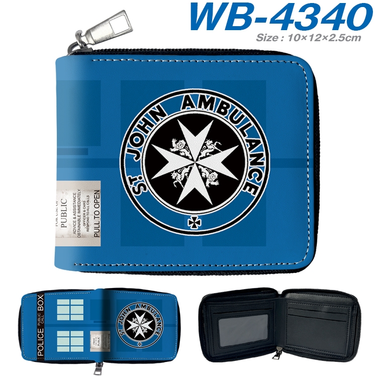 Doctor Who Anime full-color short full zip two fold wallet 10x12x2.5cm WB-4340A