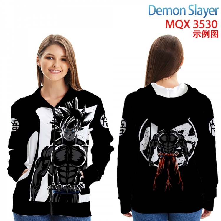 Demon Slayer Kimets Anime Zip patch pocket sweatshirt jacket Hoodie from 2XS to 4XL MQX 3530