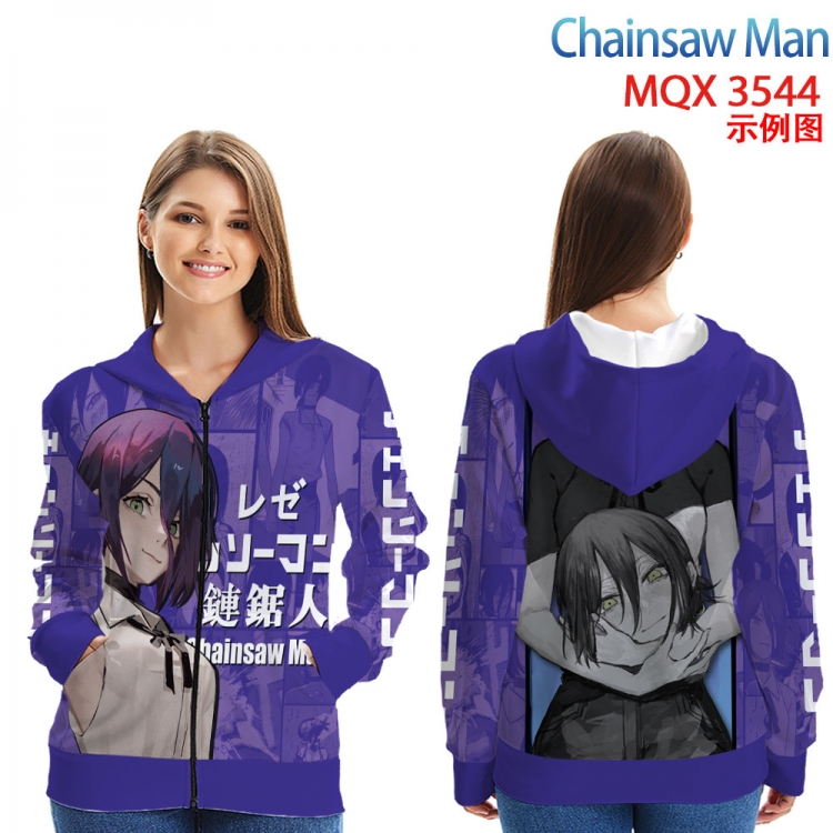 Chainsaw man Anime Zip patch pocket sweatshirt jacket Hoodie from 2XS to 4XL MQX 3544